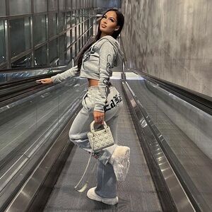 Heart Roses Cropped Hoodie & Sweatpants Set